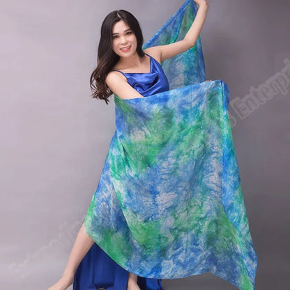 Silk Shawl For Belly Dancing Shawls Belly Dance Silk Veil Scarves Face Customized Hand Thrown Scarf Gradient 200cm 250cm 270cm
