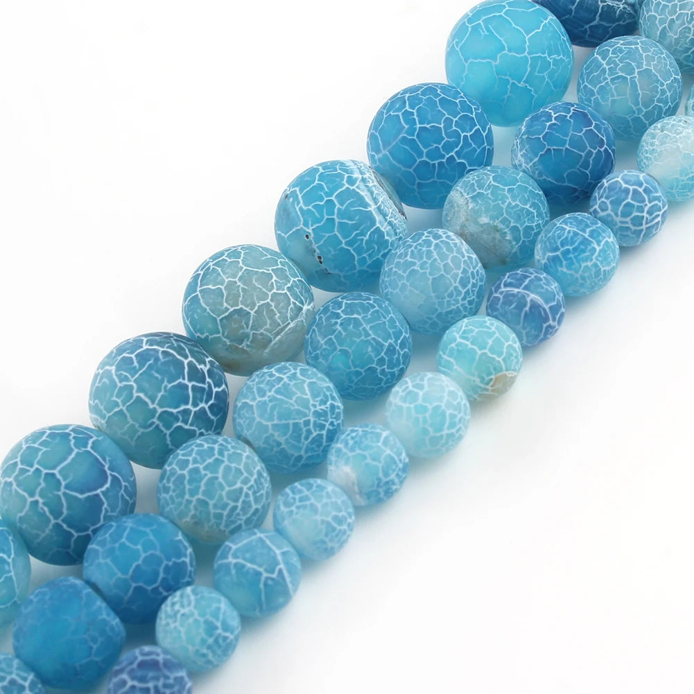 Real Natural Blue Stone Beads Turquoises Agates Amazonite Jades Tiger Eye Round Beads for DIY Couple's Bracelet Jewelry Making - AMULET RING STORE