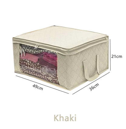 1Piece Large Storage Box Zipper Cover Window Folding Organizer Bedroom Shelf Wardrobe Cloth Toy Fabric Foldable Box For Objects - AMULET RING STORE