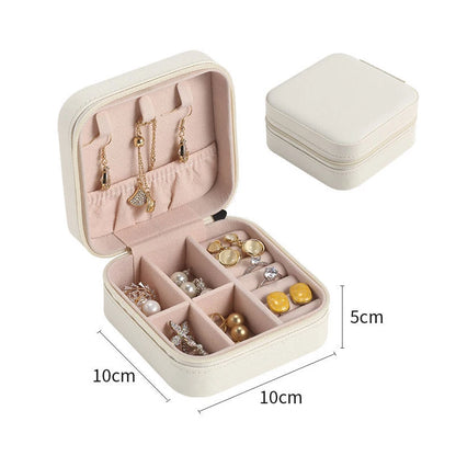 Portable Jewelry Box Jewelry Organizer Display Travel Jewelry Case Boxes Button Leather Storage Zipper Jewelers Joyero - AMULET RING STORE