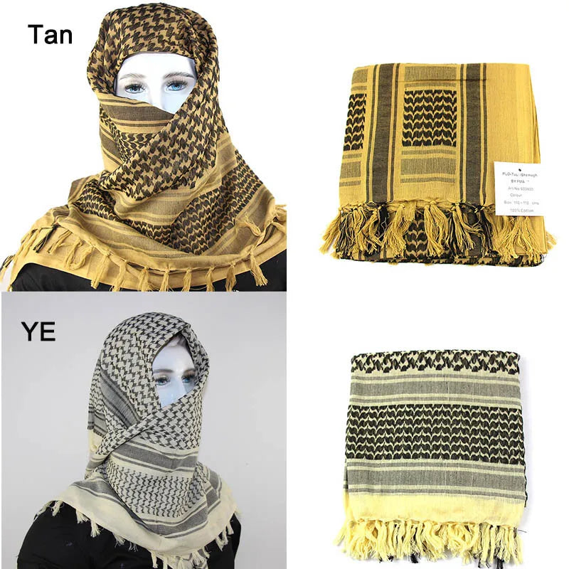 Hot sale Arab Keffiyeh Shemagh Scarf Cotton Winter Shawl Neck Warmer Cover Head Wrap Windproof Tactical Camping Scarf Men Women - AMULET RING STORE