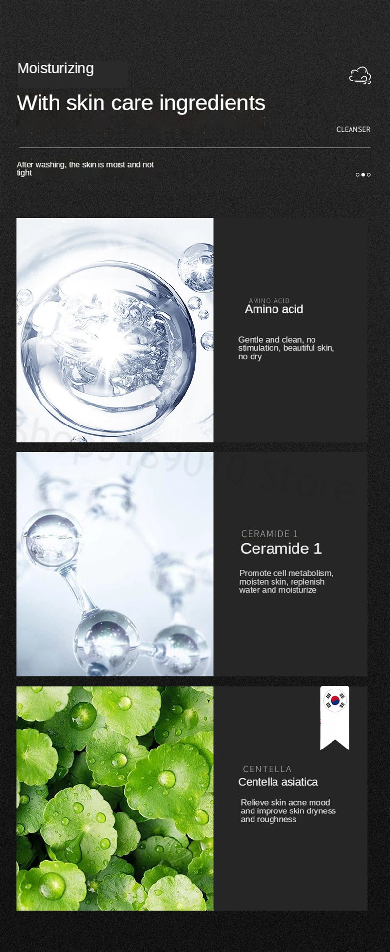 Amino Acid Facial Cleanser Face Wash Cleansing Mousse Moisturizing Oil Control Shrink Pores Makeup Remover Creamy Foam Skin Care - AMULET RING STORE