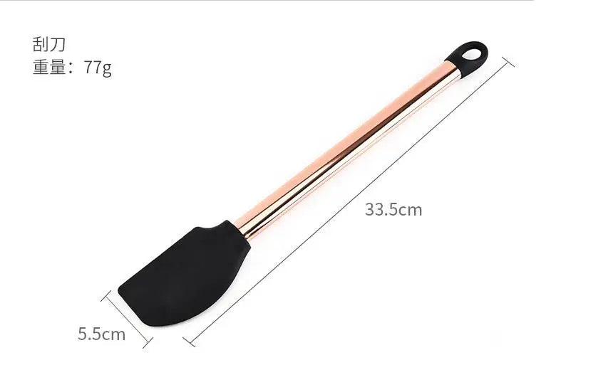Silicone Kitchenware Large Colander Spatula Soup Spoon Rose Gold Stainless Steel Non-stick Home Kitchen Supplies Cooking Tools