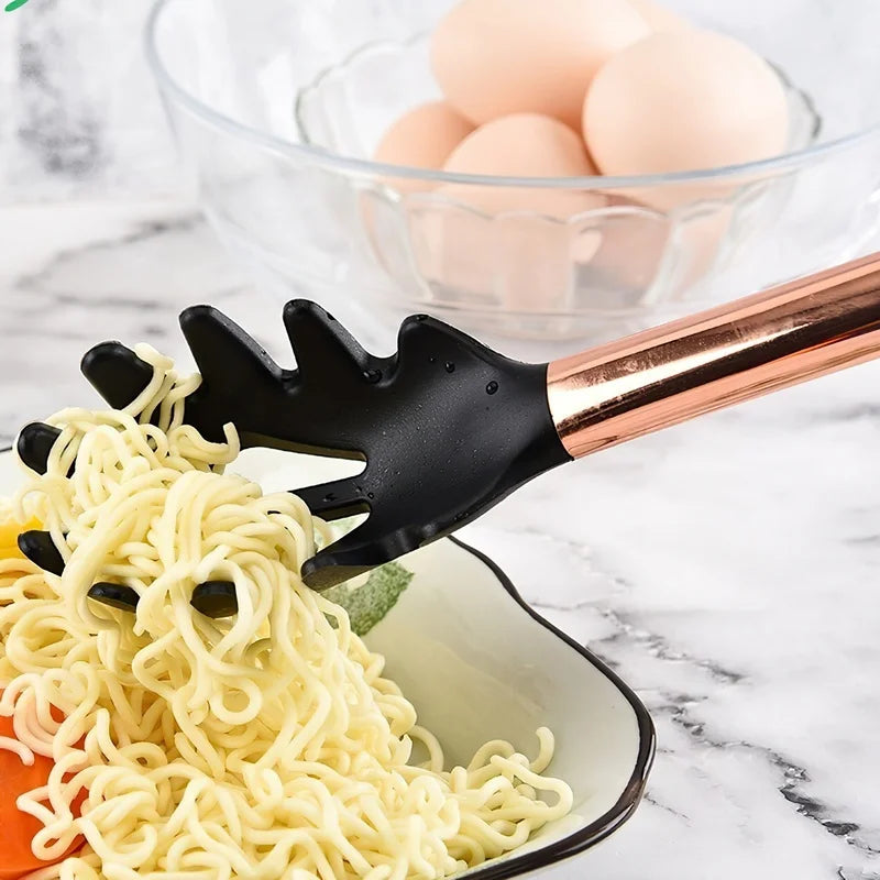 Silicone Kitchenware Large Colander Spatula Soup Spoon Rose Gold Stainless Steel Non-stick Home Kitchen Supplies Cooking Tools