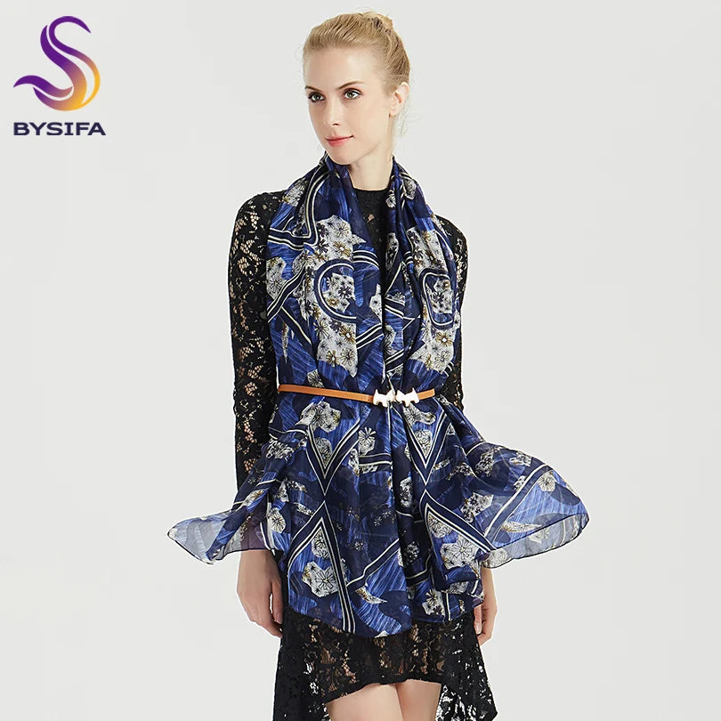 Brand Beige Cartoon Cat 100% Silk Scarf Shawl Bufanda Women Spring Fall Fashion Large Size Winter Long Scarves Bufanda 180*110cm