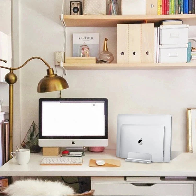 Vertical Laptop Stand Aluminium Adjustable Portable Notebook Mount Support Base Holder For MacBook Pro Air Accessory Book Holder - AMULET RING STORE