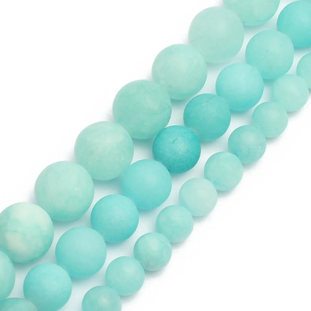 Real Natural Blue Stone Beads Turquoises Agates Amazonite Jades Tiger Eye Round Beads for DIY Couple's Bracelet Jewelry Making - AMULET RING STORE