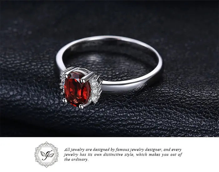 JewelryPalace Oval Red Natural Red Garnet 925 Sterling Silver Rings for Women Fashion Engagement Gemstone Birthstone Jewelry
