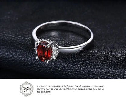 JewelryPalace Oval Red Natural Red Garnet 925 Sterling Silver Rings for Women Fashion Engagement Gemstone Birthstone Jewelry