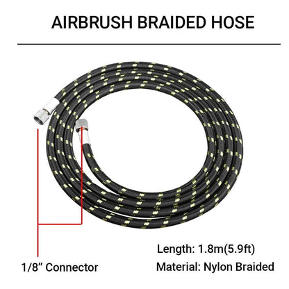 Professional Nylon Braided Airbrush Hose 1/8"*1.8m(5.9ft) Fitting 1/8in EU US Adapter for Air Pump Compresso Accessories - AMULET RING STORE