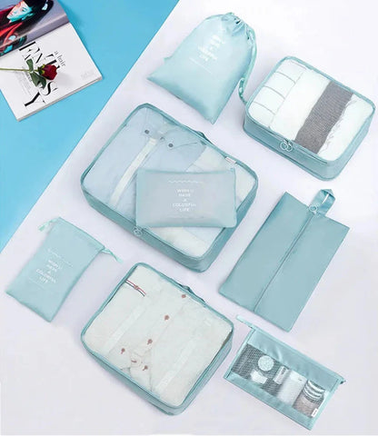 9 Pieces Set Travel Organizer Storage Bags Suitcase Packing Set Storage Cases Portable Luggage Organizer Clothes Shoe Tidy Pouch - AMULET RING STORE