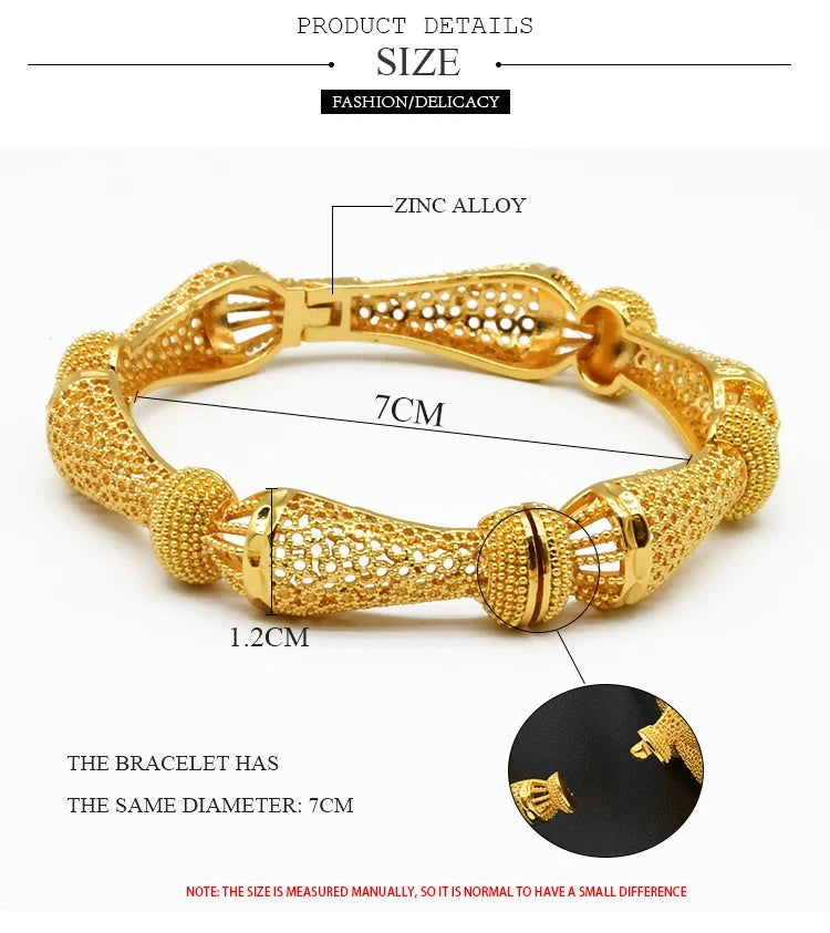ANIID Women Charm Bracelet Bangle 24K Gold Color Jewelry Dubai Flower Bangle Brand African Designer Ethiopian Hawaiian Jewelry - AMULET RING STORE