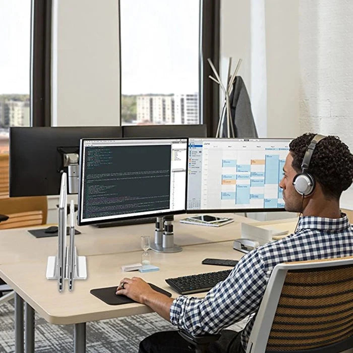 Vertical Laptop Stand Aluminium Adjustable Portable Notebook Mount Support Base Holder For MacBook Pro Air Accessory Book Holder - AMULET RING STORE