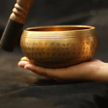 3.15 inch (8 CM) Silent Mind Tibetan Singing Bowl Set Antique Design With Dual Surface Mallet and Yoga physiotherapy - AMULET RING STORE