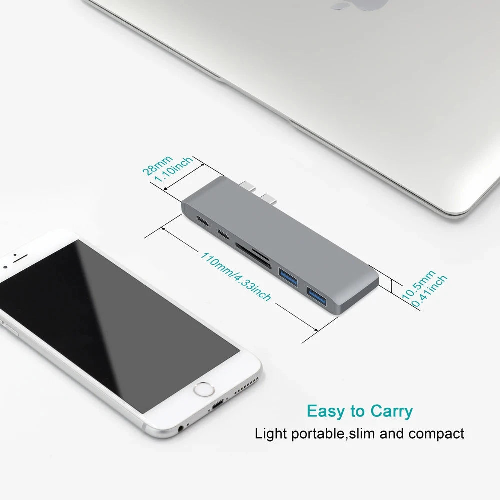 USB 3.1 Type-C Hub to HDMI Adapter 4K Thunderbolt 3 USB C Hub 3.0 TF SD Reader Slot PD For MacBook Air 13 15 Pro 14 M4 M3 M2 M1