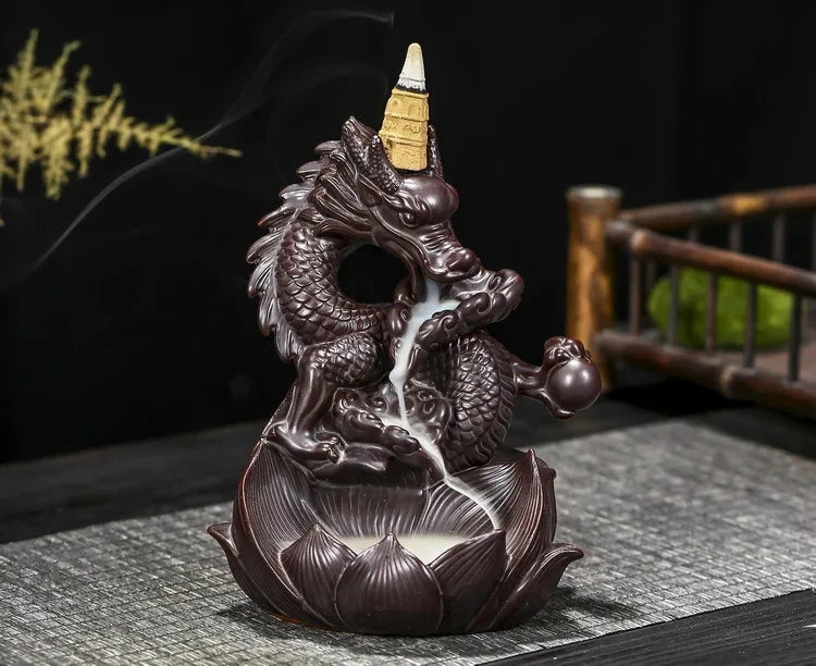 Y The Western Pterosaur Backflow Incense Burner Dragon for Incense Sticks Living Room Smoke Waterfall Incense Base Ceramic Stove - AMULET RING STORE