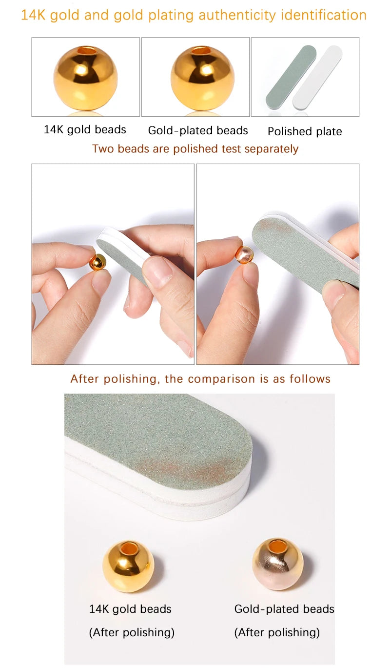 100pcs 14K Gold Filled Spacer Beads 2mm 3mm 4mm Round Loose Bead for Bracelets Necklace DIY Jewelry Making Accessories Wholesale - AMULET RING STORE