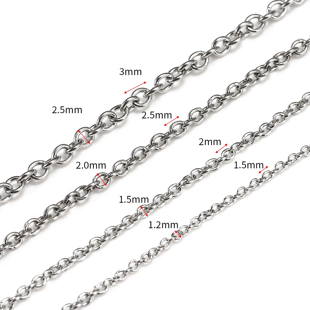 10 m/roll Stainless Steel Cable Chain 1.2 1.5 2.0 2.5 mm O Link Bulk Necklace Chain for DIY Jewelry Making Bracelet Accessories - AMULET RING STORE