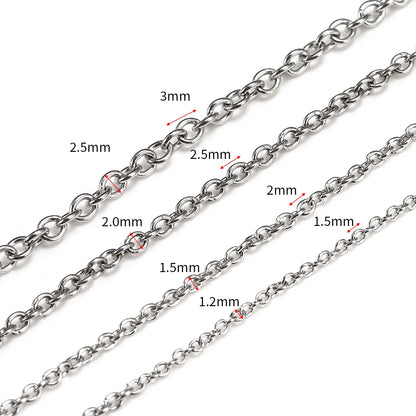 10 m/roll Stainless Steel Cable Chain 1.2 1.5 2.0 2.5 mm O Link Bulk Necklace Chain for DIY Jewelry Making Bracelet Accessories - AMULET RING STORE