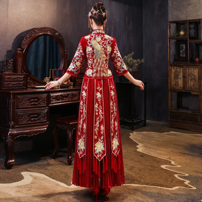 Traditional Chinese Wedding Dress Oriental Style Dresses China Clothing Size 6XL 2020 Modern Cheongsam Red Qipao Long