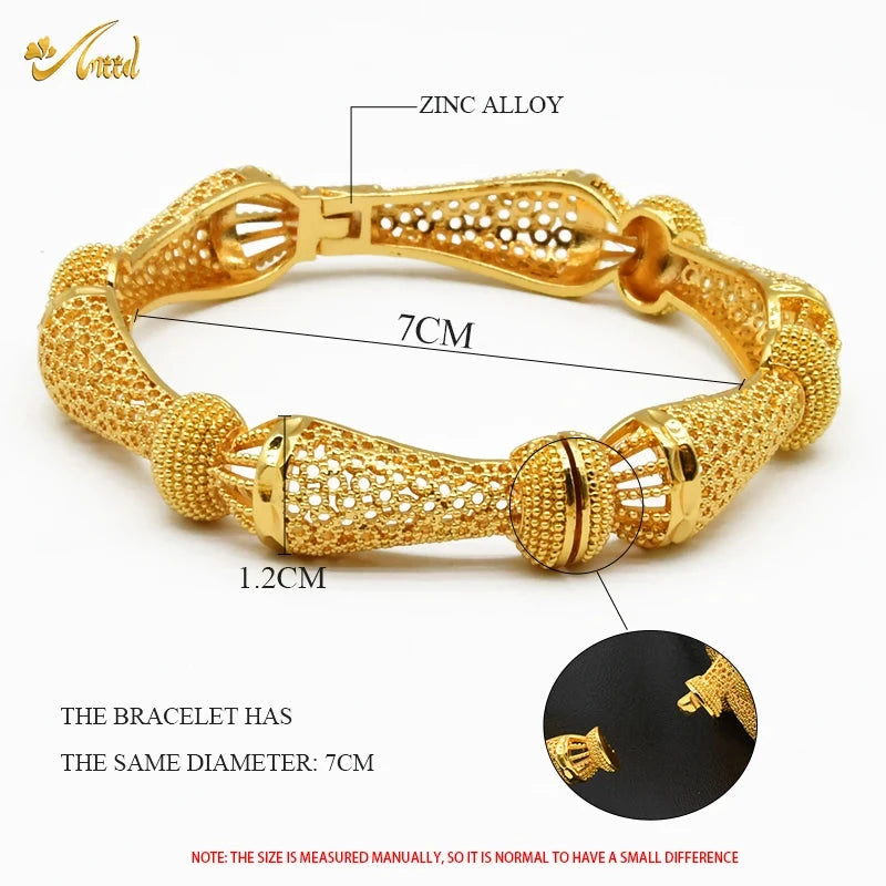 ANIID Women Charm Bracelet Bangle 24K Gold Color Jewelry Dubai Flower Bangle Brand African Designer Ethiopian Hawaiian Jewelry - AMULET RING STORE