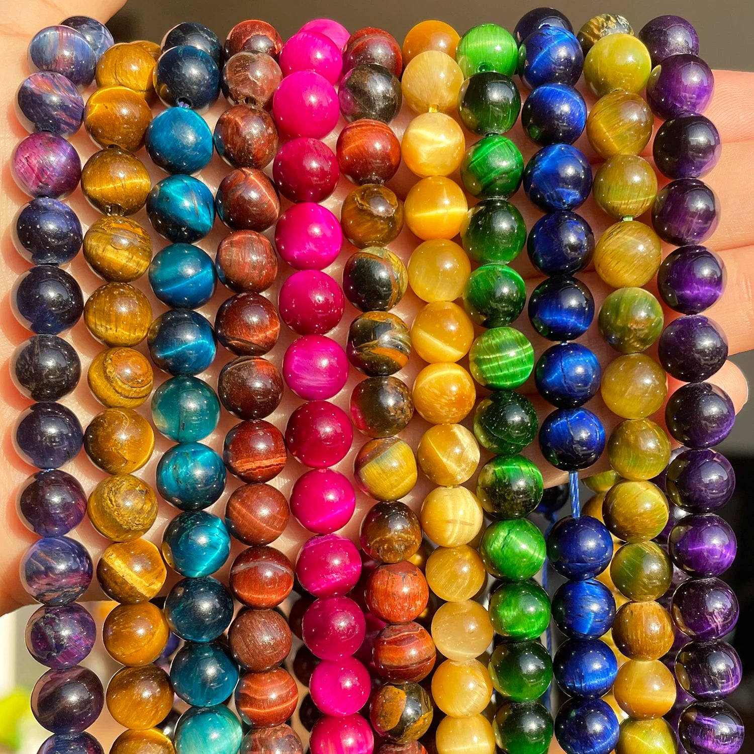 Natural Stone Multicolor Tiger Eye Round Loose Beads For Jewelry Making 4 6 8 10 12 14mm DIY Bracelet Accessories 15'' Strands - AMULET RING STORE