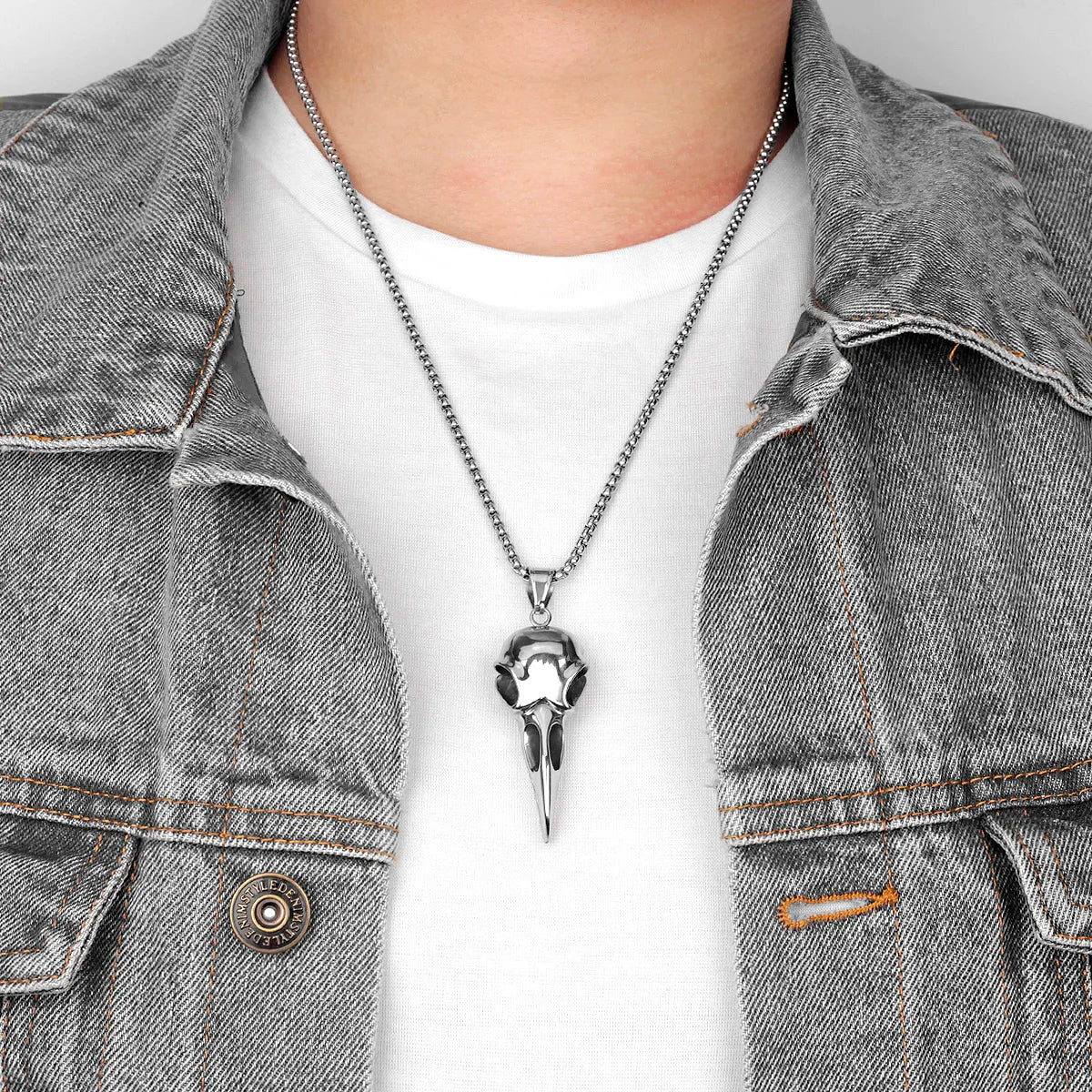 Stainless Steel Men Necklaces Chain Pendants Crow Bird Eagle Skull Punk Rock Hip Hop Cool for Male Boy Fashion Jewelry Gift