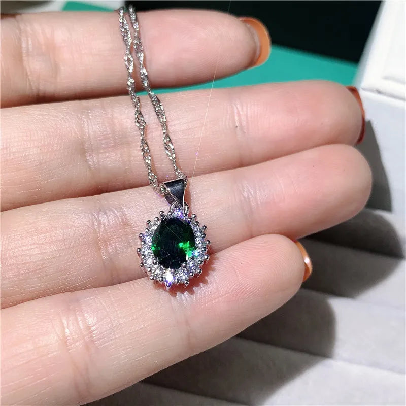Princess Diana pendants 925 Sterling silver AAAAA cz Statement Royal Wedding Pendant necklace for Women Birthstone Party Jewelry