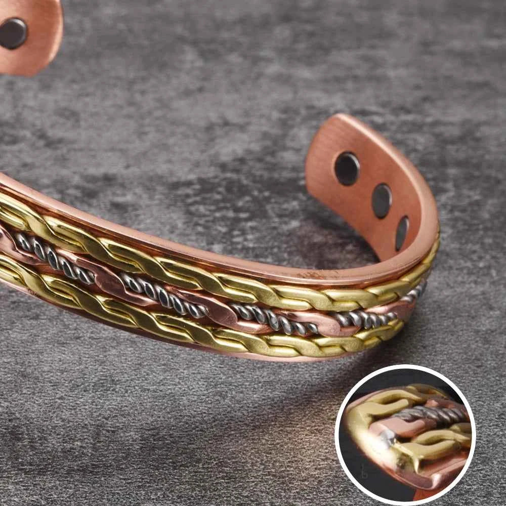 Vinterly Cross Copper Bracelets Gold-color Rose Twisted Magnetic Women Adjustable Open Cuff Bangles Resizable Jewelry Magnets