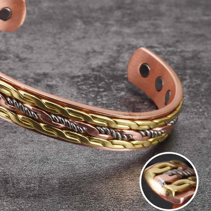 Vinterly Cross Copper Bracelets Gold-color Rose Twisted Magnetic Women Adjustable Open Cuff Bangles Resizable Jewelry Magnets