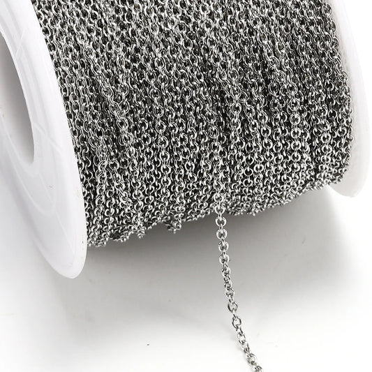 10 m/roll Stainless Steel Cable Chain 1.2 1.5 2.0 2.5 mm O Link Bulk Necklace Chain for DIY Jewelry Making Bracelet Accessories - AMULET RING STORE