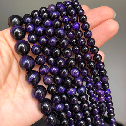 Natural Stone Multicolor Tiger Eye Round Loose Beads For Jewelry Making 4 6 8 10 12 14mm DIY Bracelet Accessories 15'' Strands - AMULET RING STORE