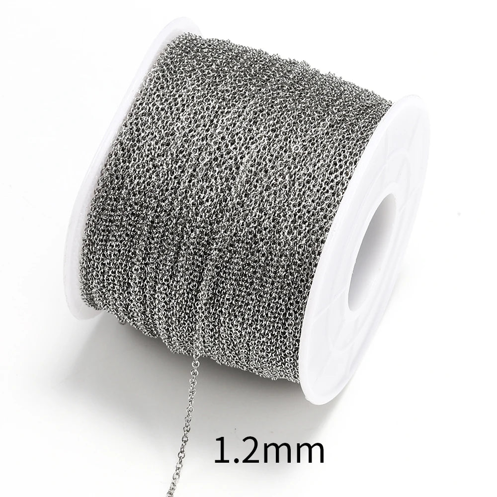 10 m/roll Stainless Steel Cable Chain 1.2 1.5 2.0 2.5 mm O Link Bulk Necklace Chain for DIY Jewelry Making Bracelet Accessories - AMULET RING STORE