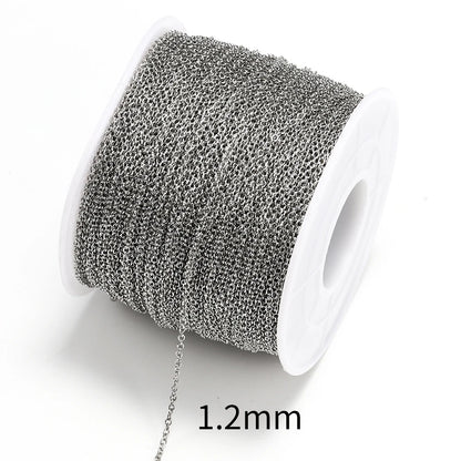 10 m/roll Stainless Steel Cable Chain 1.2 1.5 2.0 2.5 mm O Link Bulk Necklace Chain for DIY Jewelry Making Bracelet Accessories - AMULET RING STORE