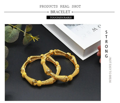 ANIID Women Charm Bracelet Bangle 24K Gold Color Jewelry Dubai Flower Bangle Brand African Designer Ethiopian Hawaiian Jewelry - AMULET RING STORE