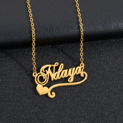 Personalized Love Heart Name Necklace - Stainless Steel Custom Jewelry