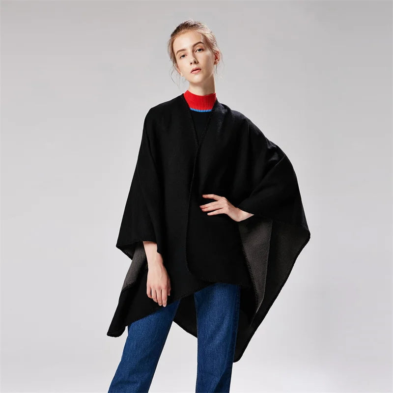 Winter Fashion Poncho Women Capes Scarf Imitation Cashmere Ladies Scarves Warm Shawls Wraps Woman Ponchos Bufanda Mujer Foulard