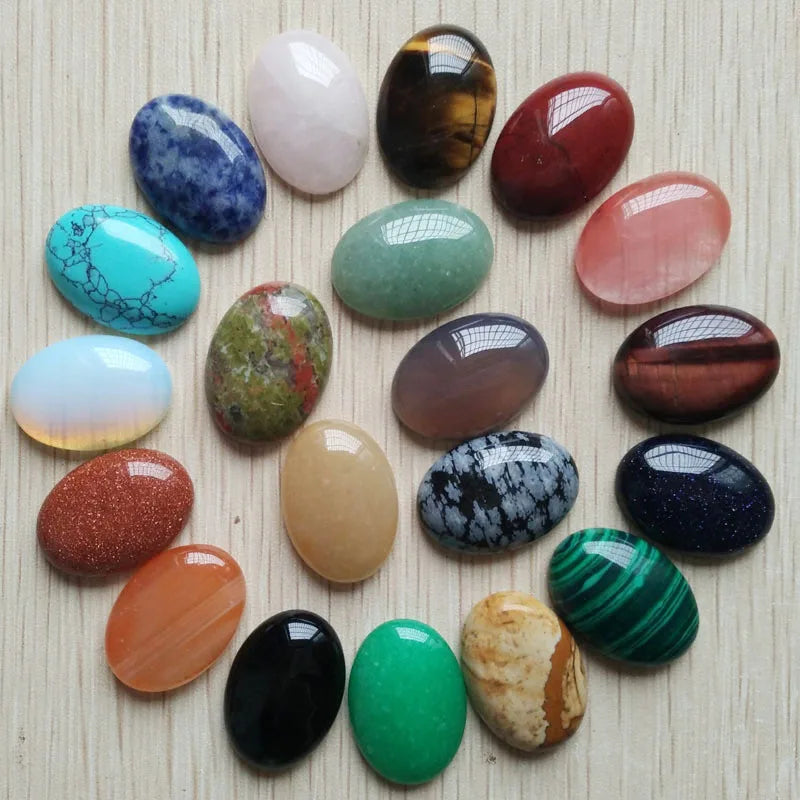Fast shipping 20pcs/lot Wholesale 18x25mm 2022 hot sell natural stone mixed Oval CAB CABOCHON teardrop beads for jewelry making - AMULET RING STORE