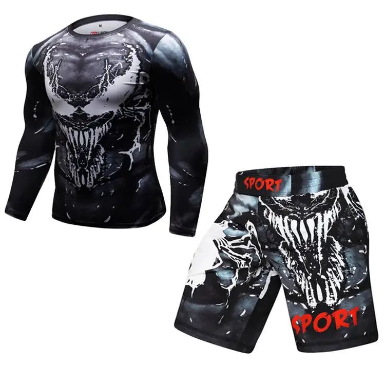 Boxing Set Compression Jersey+Pants Venom Rashguard KickBoxing Tight Sport T-Shirt Trousers Muay Thai MMA men gym suit Fightwear - AMULET RING STORE