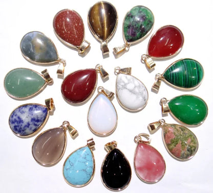 Natural Stone Water Drop Shape Pendant - DIY Jewelry Charm