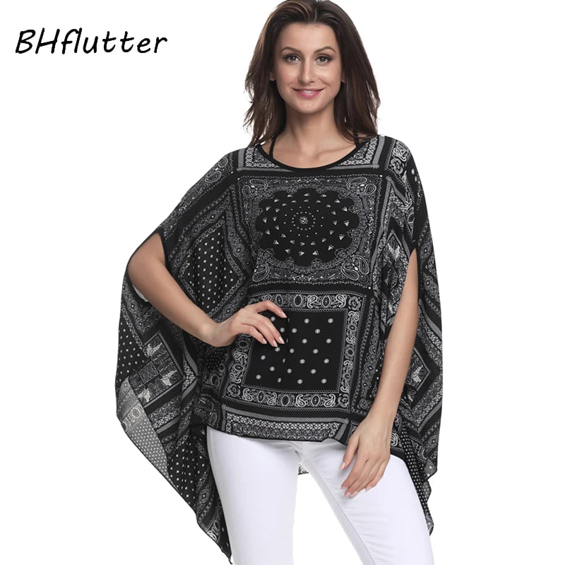 BHflutter 4XL 5XL 6XL Plus Size Women Clothing 2018 Boho Style Batwing Chiffon Summer Dress Mini Casual Beach Dresses Vestidos - AMULET RING STORE