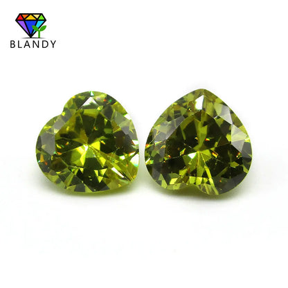 Cubic Zirconia Stone Hot Size 3x3~12x12mm Heart Cut CZ Beads Peridot Yellow Synthetic Gems For Jewelry - AMULET RING STORE