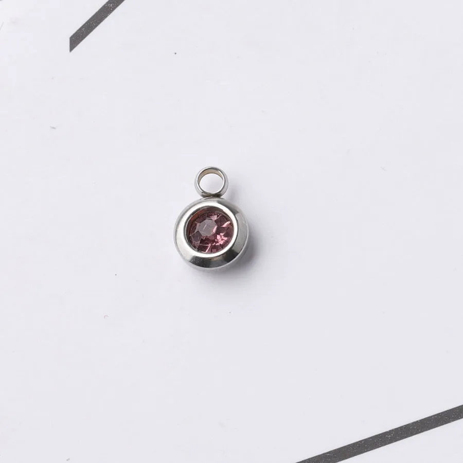 Fnixtar 60Pcs/Lot Stainless Steel Birthstone Charms 6.5mm Rhinestones Month Birthstone Charms For DIY Jewelry Making Necklace