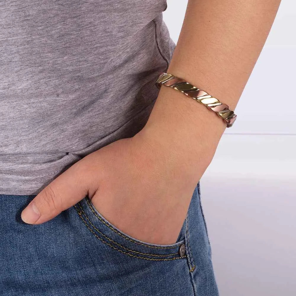 Vinterly Twisted Copper Bracelets for Women Rose Gold-color Health Energy Magnetic Copper Adjustable Cuff Bracelets & Bangles
