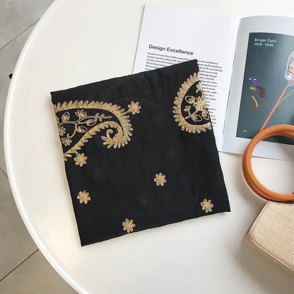 Autumn Winter Fashion Embroidered Cashew Floral Viscose Shawl Scarf From Indian Women Warm Pashmina Hijab and Wraps Muslim Sjaal - AMULET RING STORE