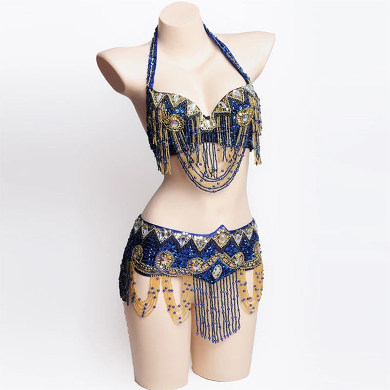 Special Customizable Hand Beaded Oriental Belly Dance Costumes Bra or Belt Separately XL Size 20-30 days
