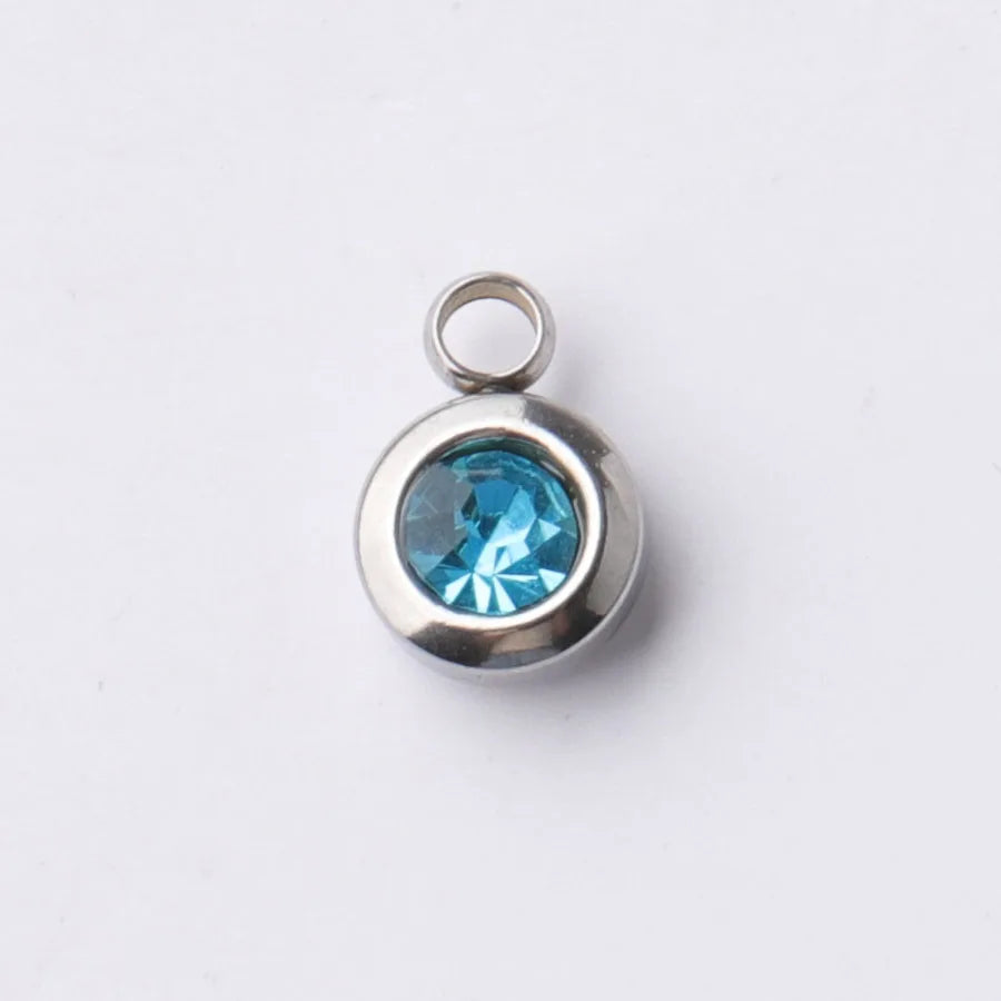 Fnixtar 60Pcs/Lot Stainless Steel Birthstone Charms 6.5mm Rhinestones Month Birthstone Charms For DIY Jewelry Making Necklace