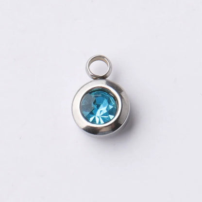 Fnixtar 60Pcs/Lot Stainless Steel Birthstone Charms 6.5mm Rhinestones Month Birthstone Charms For DIY Jewelry Making Necklace