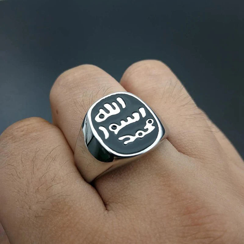 316L Titanium Steel Muslim Men's Signet Ring AMULET RING STORE