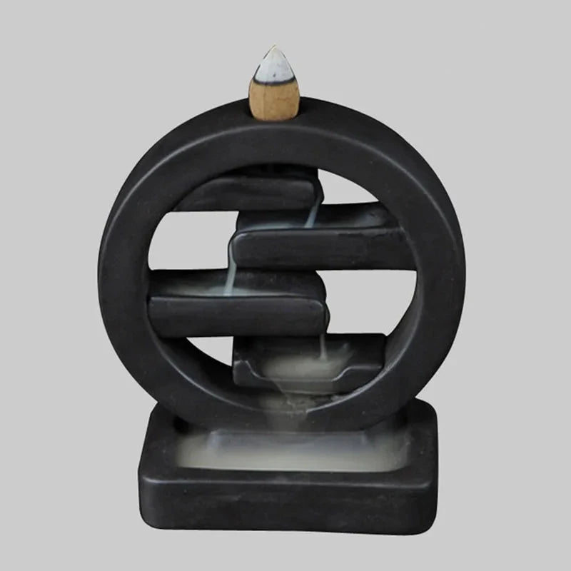 Indoor Decoration Crafts Backflow Tower Cones Censer Geometric Waterfall Aroma Burner Incense Holder Living Room Office Ornament - AMULET RING STORE